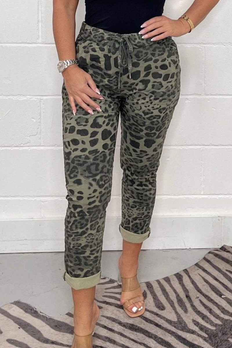 Casual Leopard Print Camouflage Print Basic Regular High Waist Conventional Full Print Bottoms