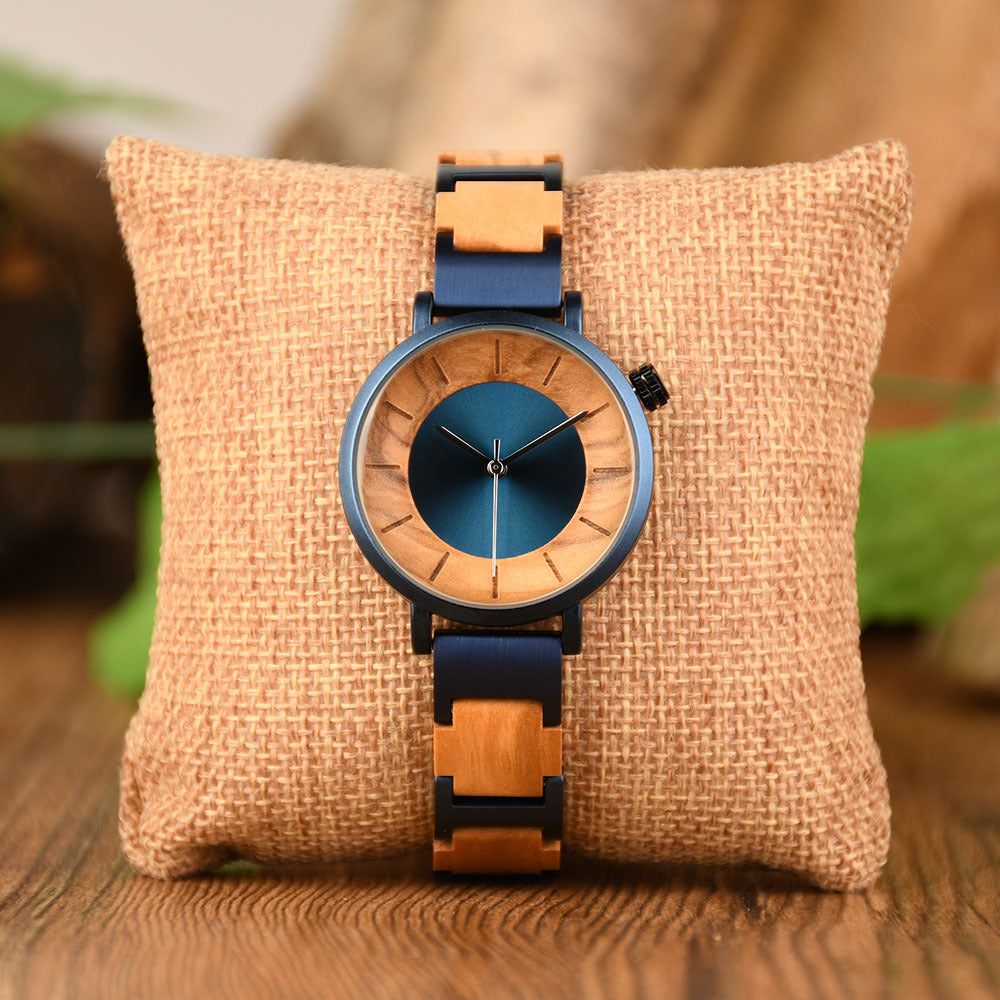 Metal Quartz 3ATM Wood Watch(4 Colors)