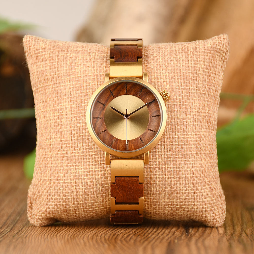 Metal Quartz 3ATM Wood Watch(4 Colors)