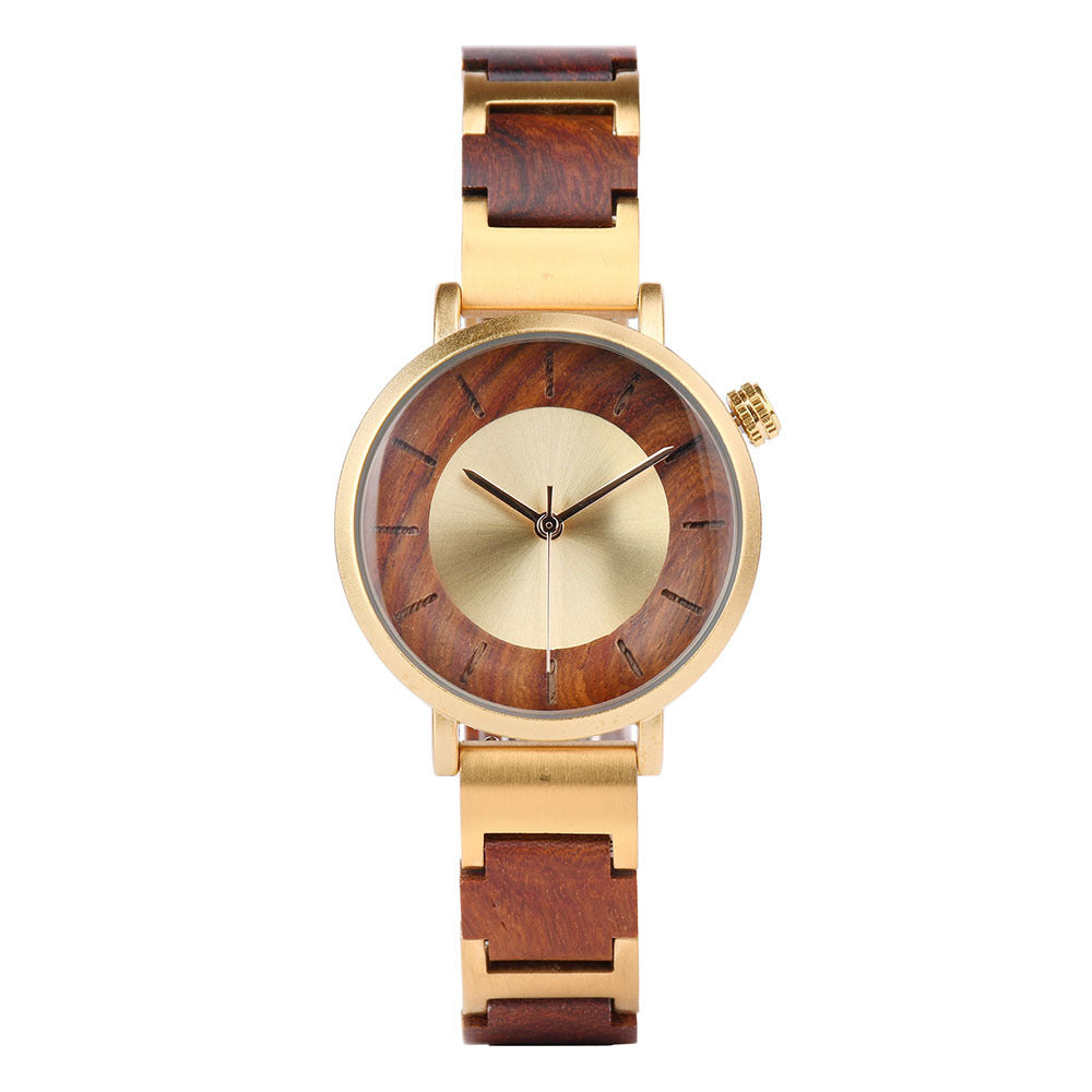 Metal Quartz 3ATM Wood Watch(4 Colors)