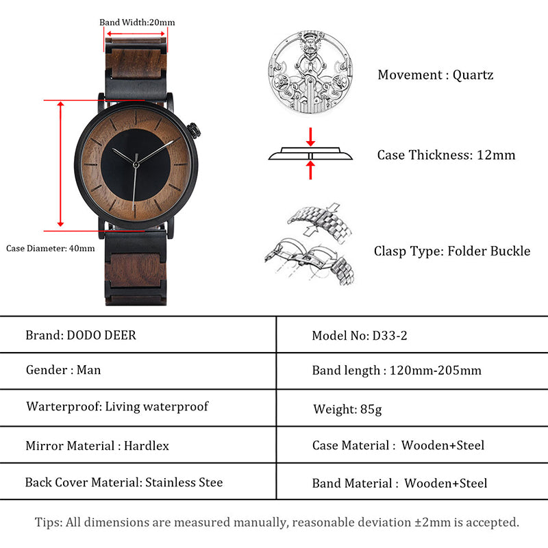 Wood Quartz 3ATM Wood Watch(4 Colors)