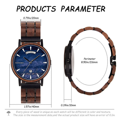 Stainless Steel Quartz Wood Watch