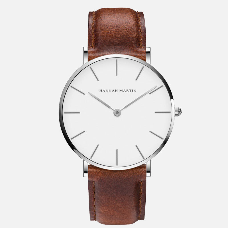 Alloy Quartz 3ATM Leather Watch