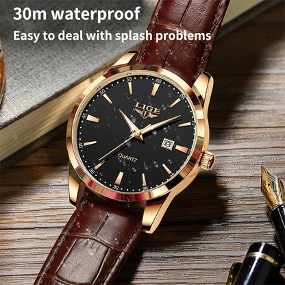 Zinc Alloy Quartz 3ATM Leather Watch