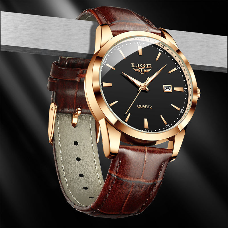 Zinc Alloy Quartz 3ATM Leather Watch