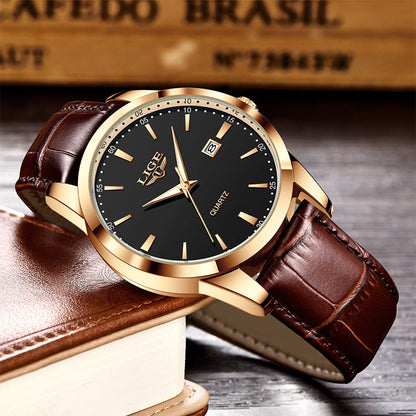 Zinc Alloy Quartz 3ATM Leather Watch