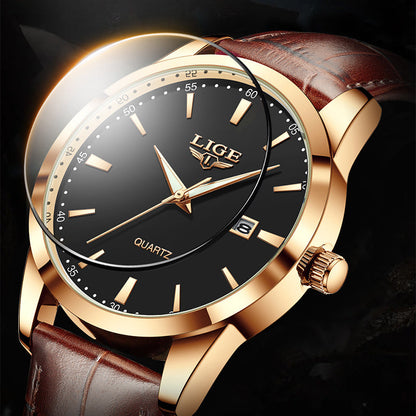 Zinc Alloy Quartz 3ATM Leather Watch