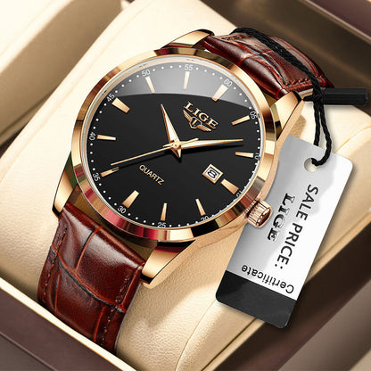 Zinc Alloy Quartz 3ATM Leather Watch