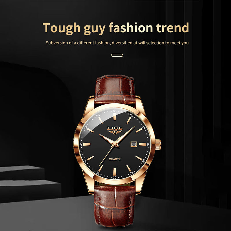 Zinc Alloy Quartz 3ATM Leather Watch