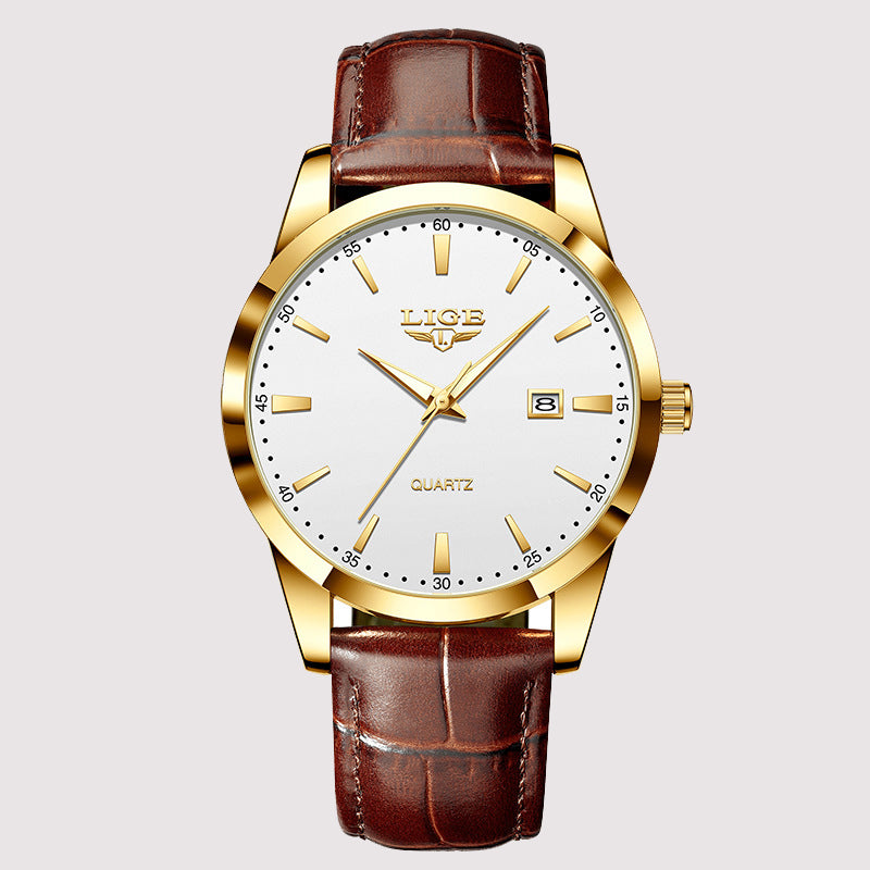 Zinc Alloy Quartz 3ATM Leather Watch