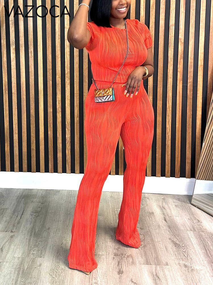 Textured Crop Top & Pants Set