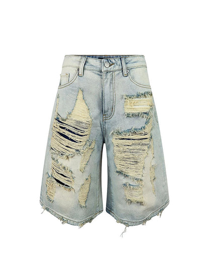 Denim Distressed Bermuda Shorts