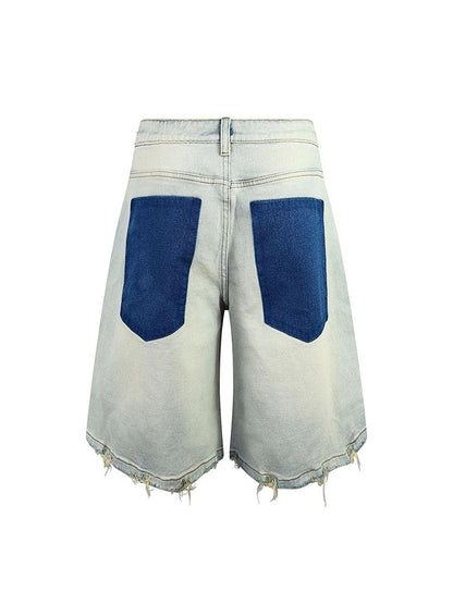 Denim Distressed Bermuda Shorts