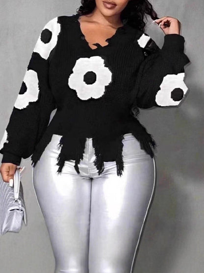 Floral Distressed Sweater