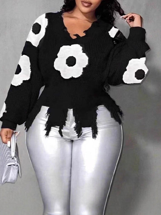 Floral Distressed Sweater