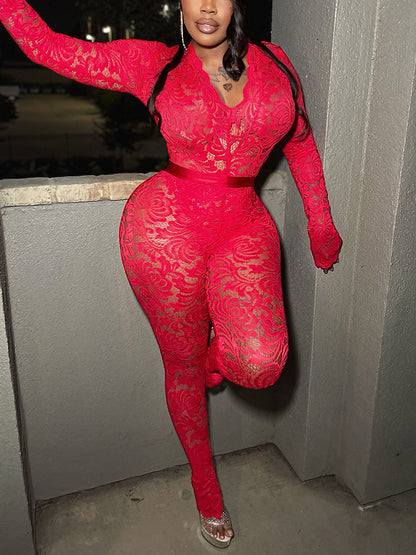Statement Lace Bodysuit & Pants Set