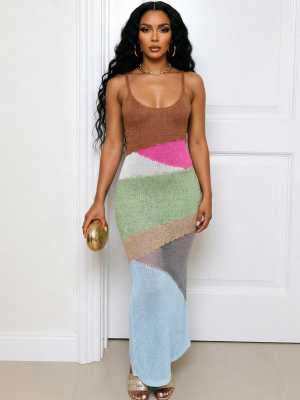 Colorblock Knit Sleeveless Dress