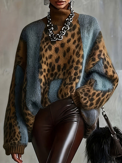 Leopard Turtleneck Sweater