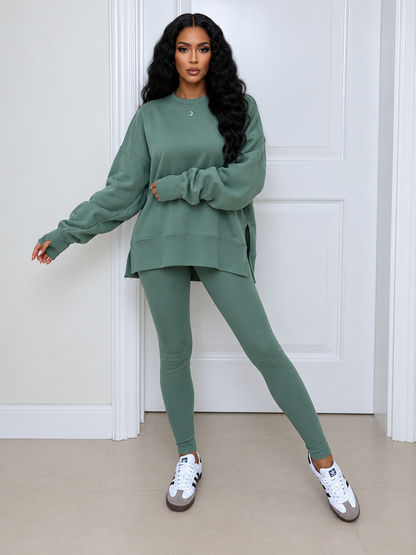 Solid Sweatshirt & Skinny Pants Set
