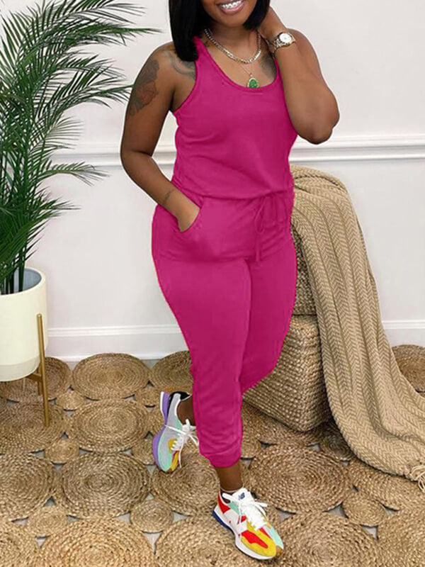 Sleeveless Drawstring Jumpsuit