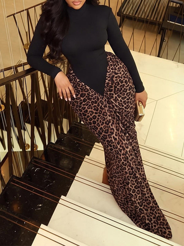 Leopard Paneled Dress