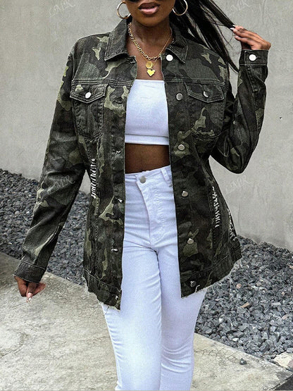Camo Button-Front Jacket