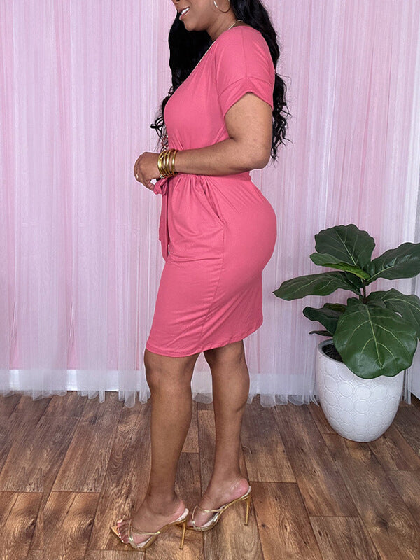 Solid Tied Tee Dress