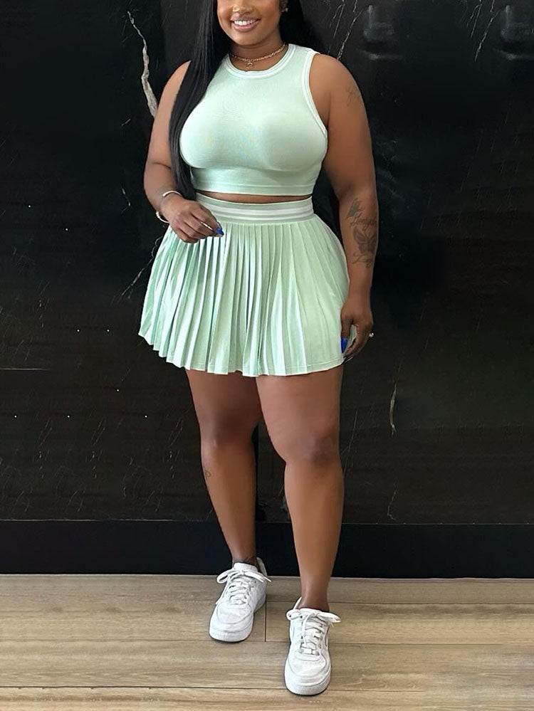 Crop Top & Pleated Tennis Skirt Set
