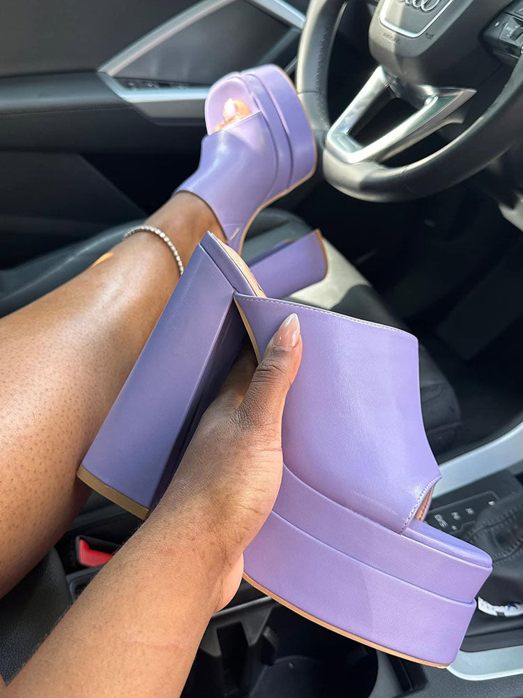 Platform Chunky Heeled Mules