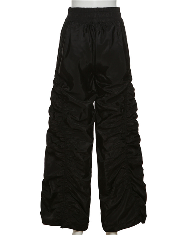 High Waist Pleated Loose Trousers