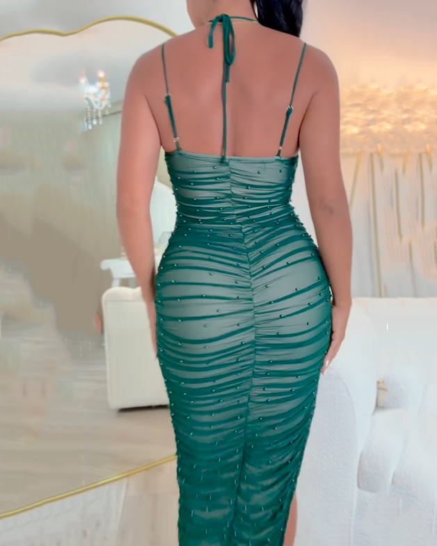 Beautiful Back and Strap Pearl Bodycon Dress (Pre-sale)