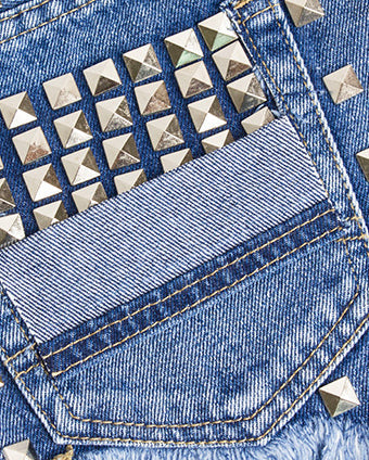 Studded Ripped Denim Shorts