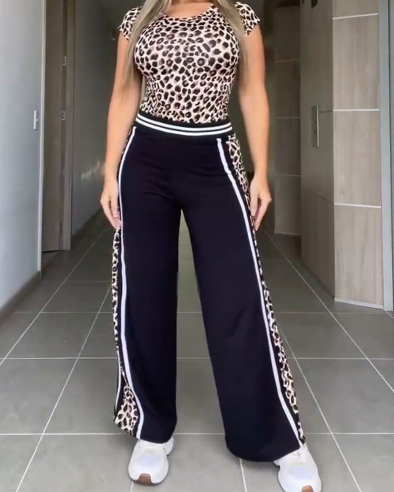 Leopard Print Patchwork Casual Pants (Pre-Sale)