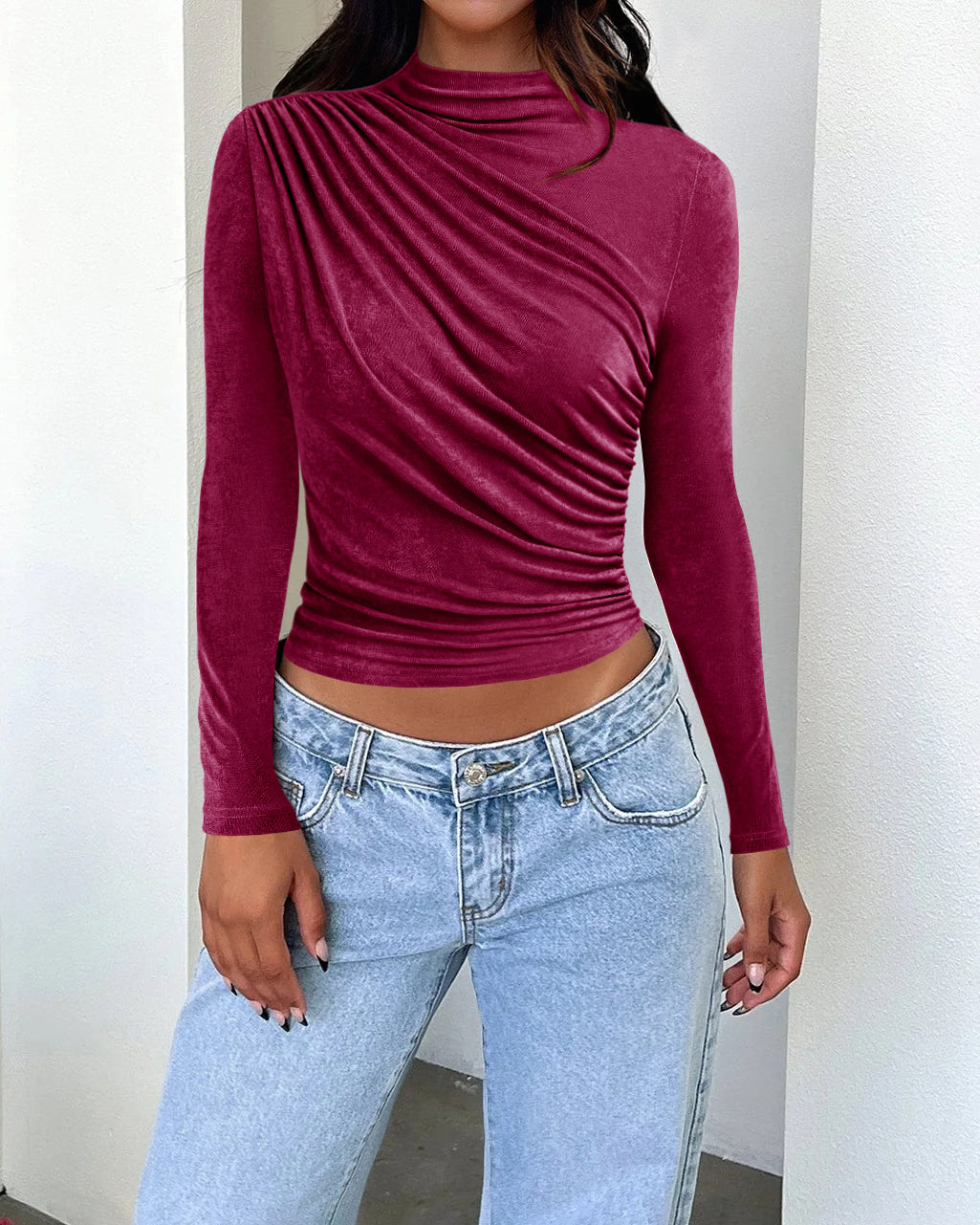 Velvet Right Shoulder Bottoming Shirt