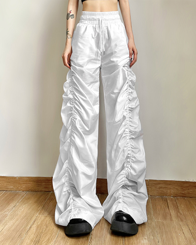 High Waist Pleated Loose Trousers