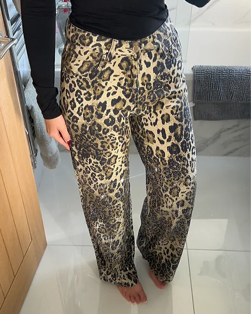 Diamond Leopard Print Casual Trousers (Pre-Sale)