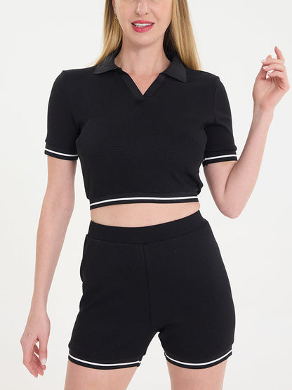 Knit Top Shorts Set
