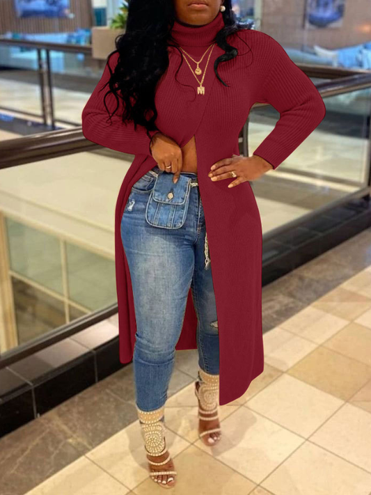 Solid Slit Tunic Top