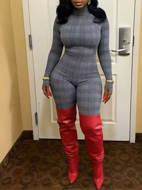 Plaid Skinny Jumpsuit