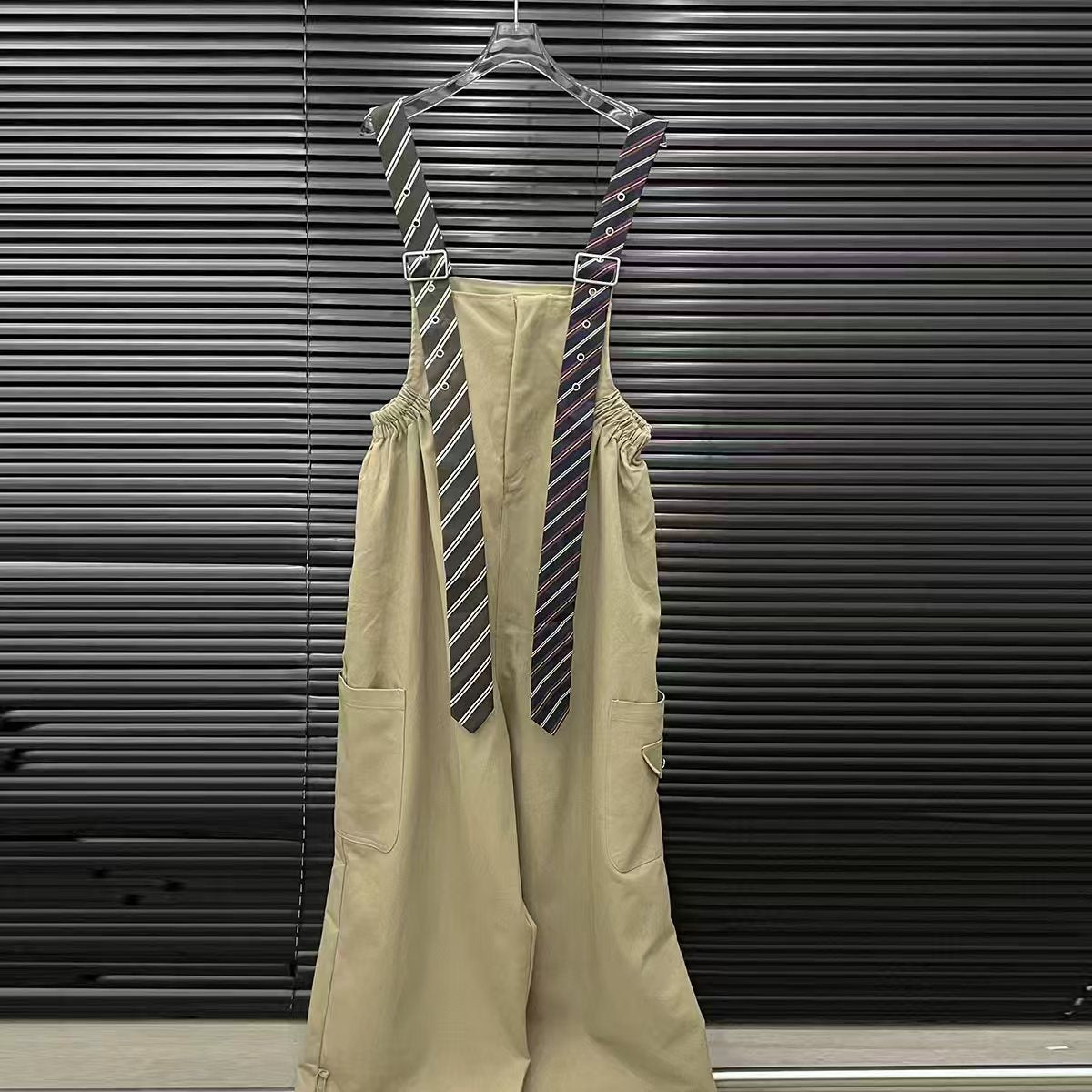 Executive Long Tie Style Denim Jumpsuit & Shirt Set