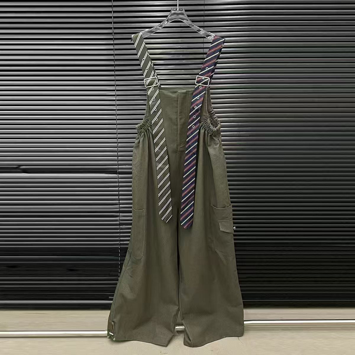 Executive Long Tie Style Denim Jumpsuit & Shirt Set