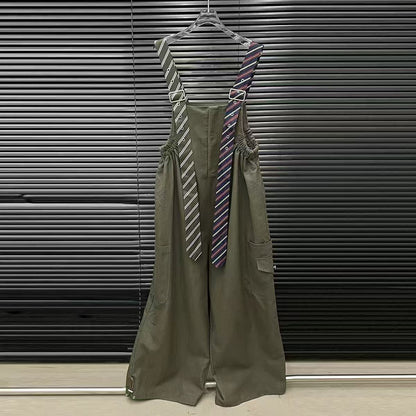 Executive Long Tie Style Denim Jumpsuit & Shirt Set