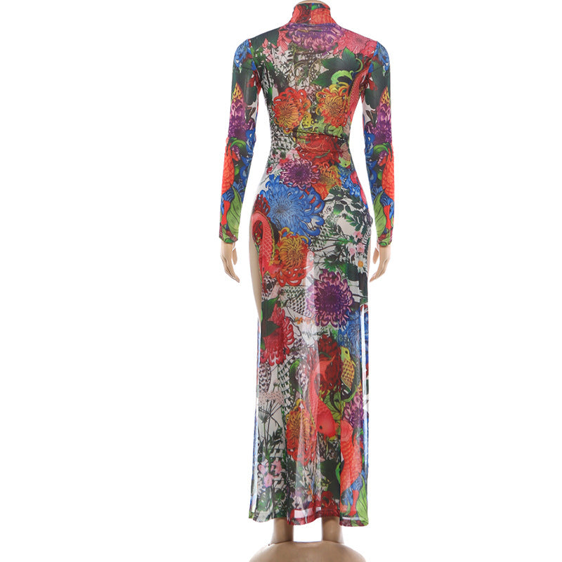 Printed Sleeveless Slit Tunic Top