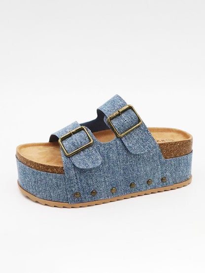 Double Buckle Strap Platform Sandals