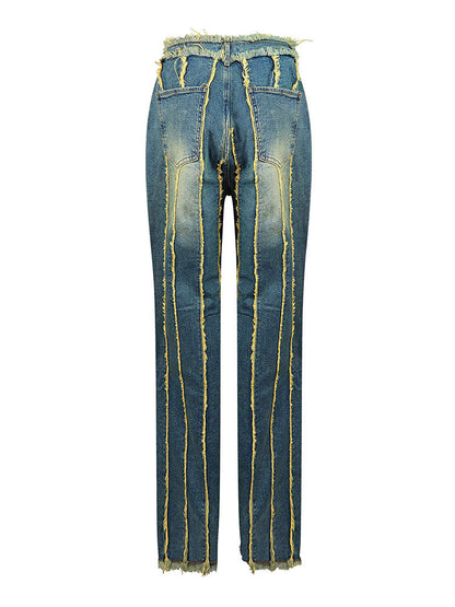 Frayed Trim Vintage Wash Jeans
