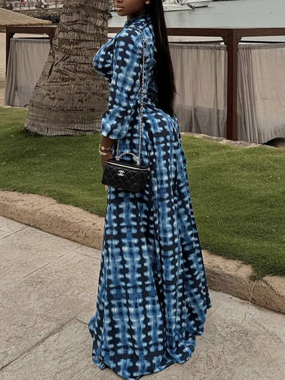 Plaid Print Cut‑Out Maxi Dress