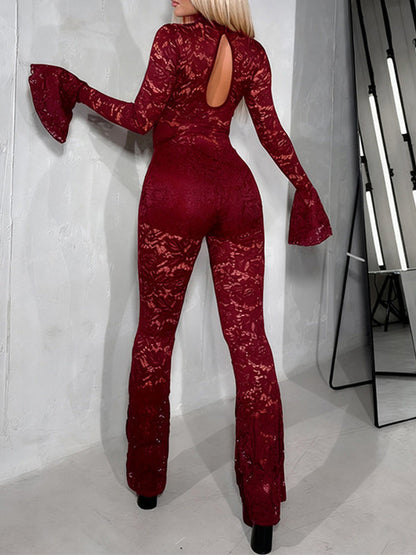 Lace Ruffle Cutout Jumpsuit