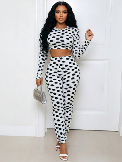 Dot Crop Top & Pants Set