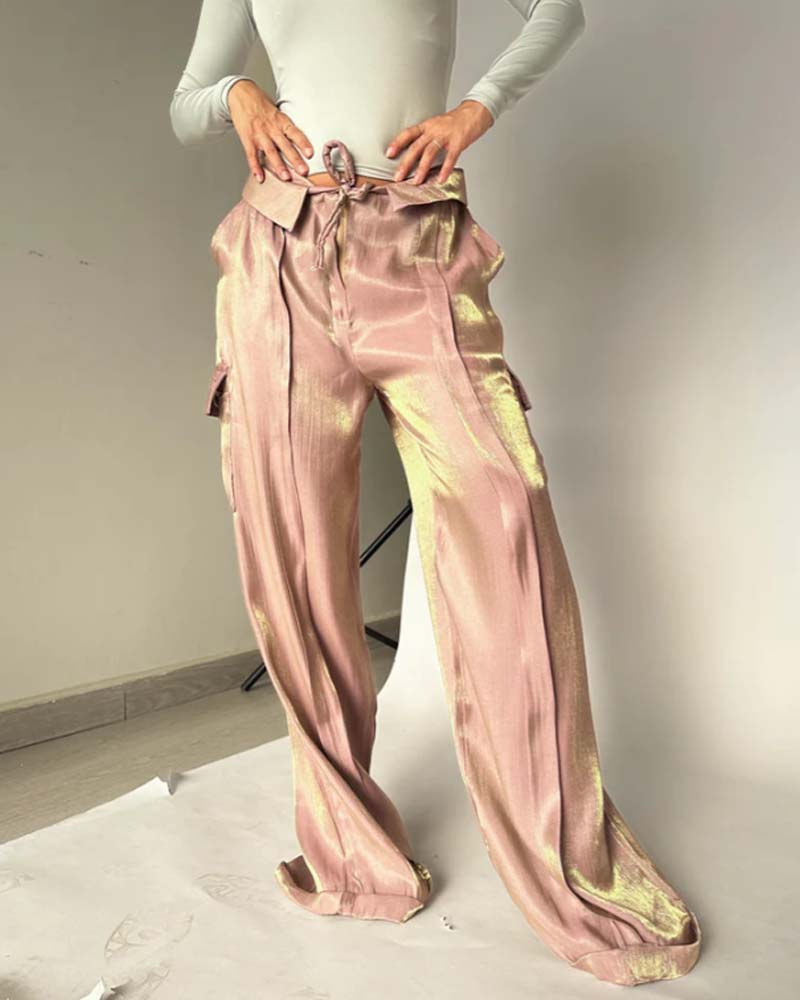 Loose Mercerized Pants Wide Leg Pink