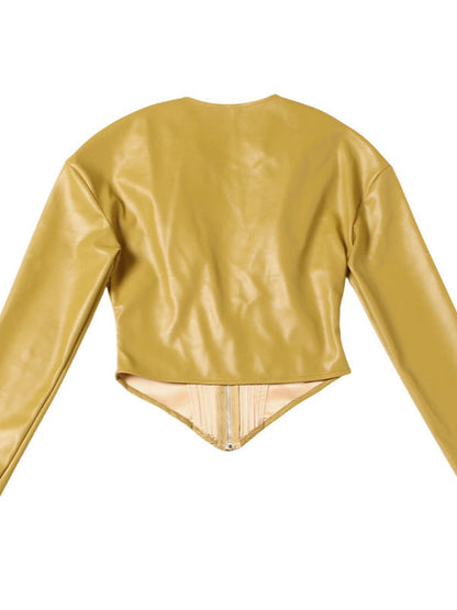 Solid Zip‑Up Cropped Jacket